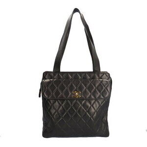 Chanel Matelasse Tote Bag Black Lambskin